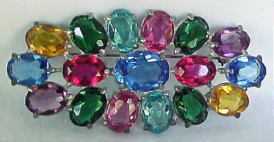 UNS3 large  rhinestone oval pot metal brooch pin